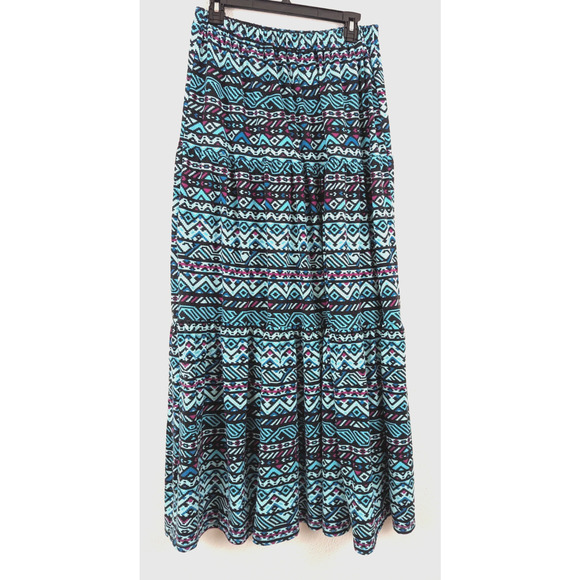Lularoe sz L Poppy Tiered Aztec Maxi Skirt multi color print 2965 - Picture 1 of 6